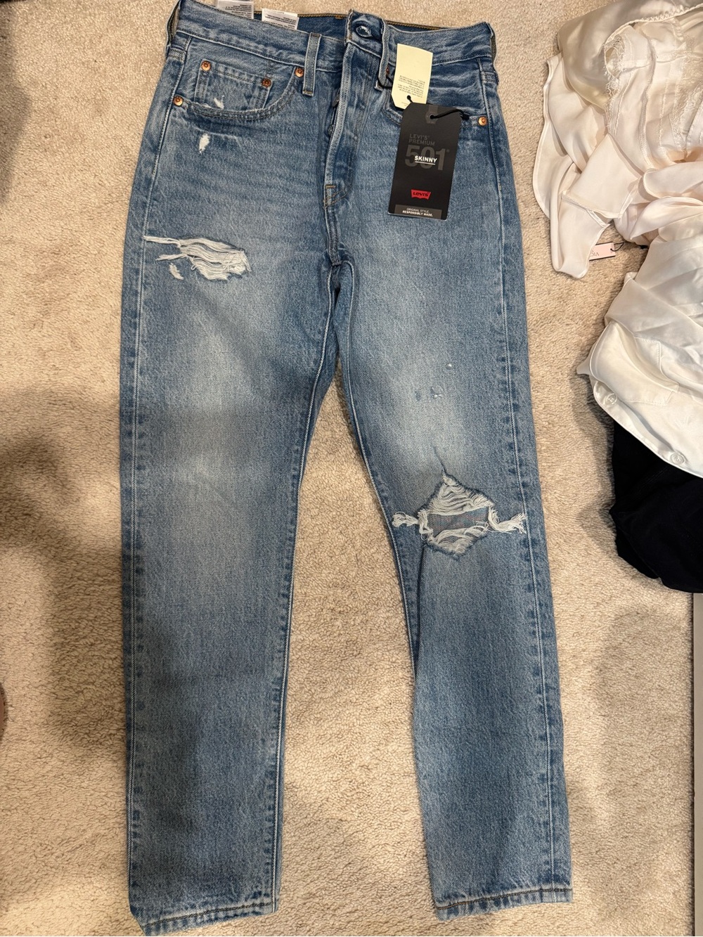 Levi's Light Blue Distressed Mom Jeans